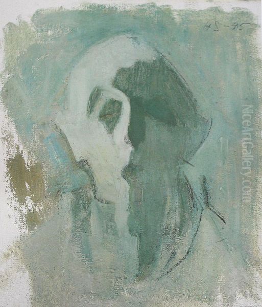 Omakuva, valoa ja varjoa Oil Painting by Helene Schjerfbeck