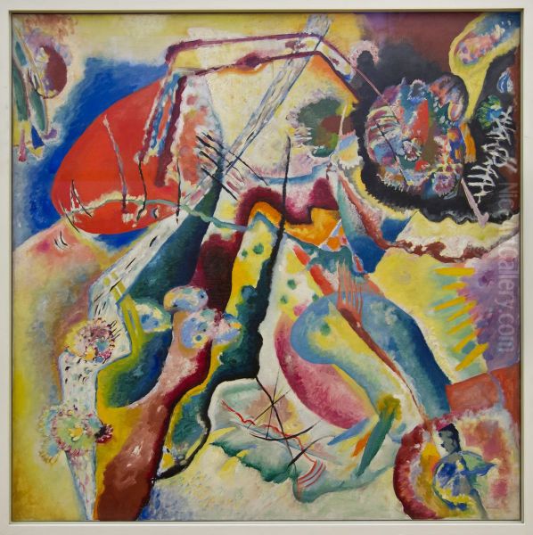 Painting with a Red Stain Oil Painting by Wassily Kandinsky