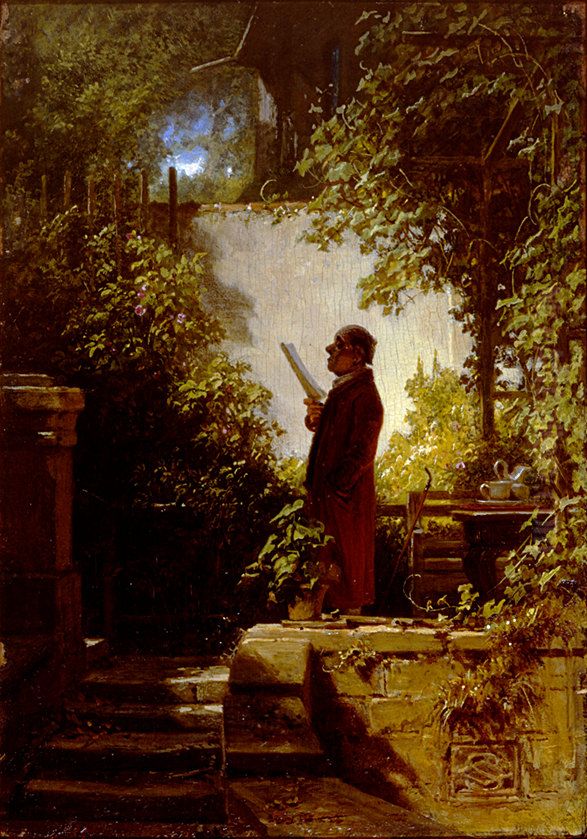 Zeitungsleser im Hausgartchen Oil Painting by Carl Spitzweg