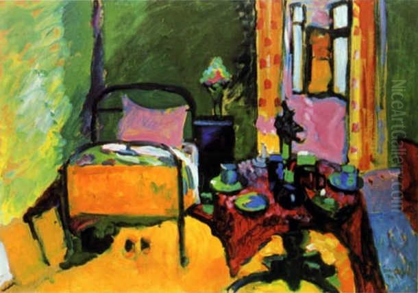 Bedroom in Aintmillerstrasse Oil Painting by Wassily Kandinsky