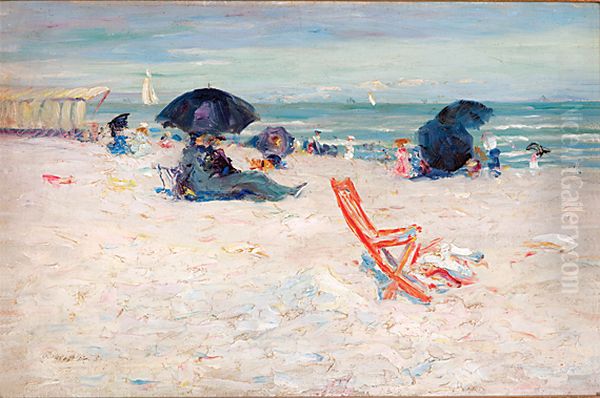 Beach at Atlantic City Oil Painting by Robert Henri