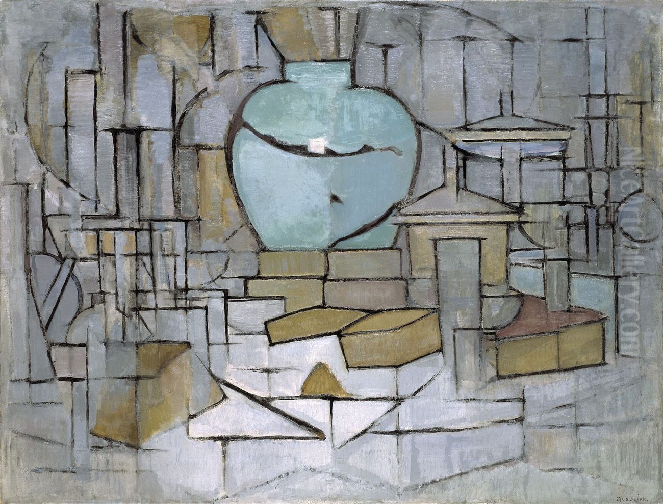 Still Life with Gingerpot II Oil Painting by Piet Mondrian