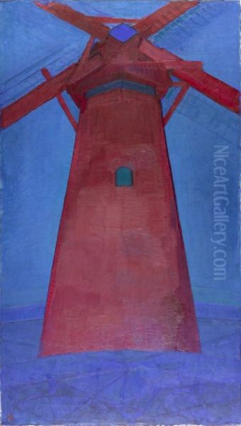 The Red Mill Oil Painting by Piet Mondrian