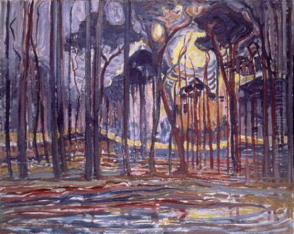 Woods near Oele Oil Painting by Piet Mondrian