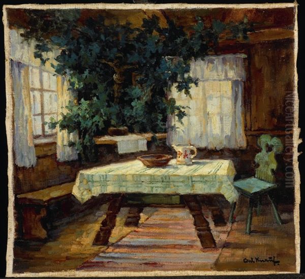 Living Room in Sunlight Oil Painting by Carl Knauf
