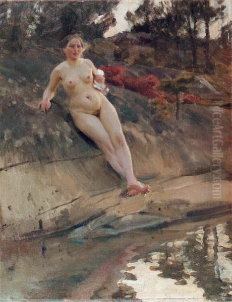 Solbadande flicka Oil Painting by Anders Zorn