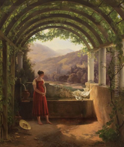 Jeune fille a la fontaine Oil Painting by Francois Fleury-Richard