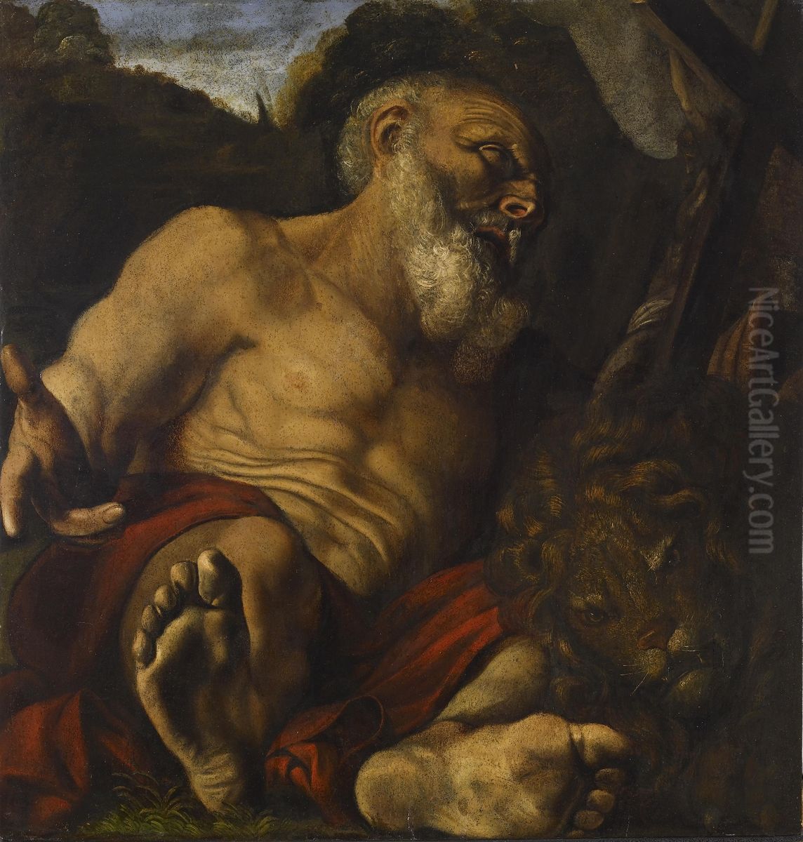 Saint Jerome in the Wilderness Oil Painting by Angelo Caroselli