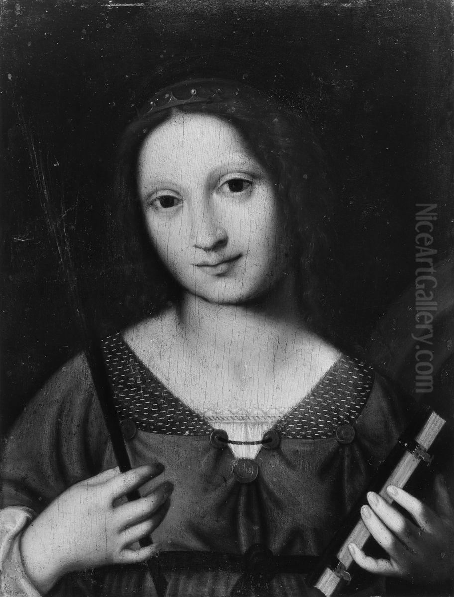 St. Catherine Holding a Palm and a Book Oil Painting by Bernardino Luini