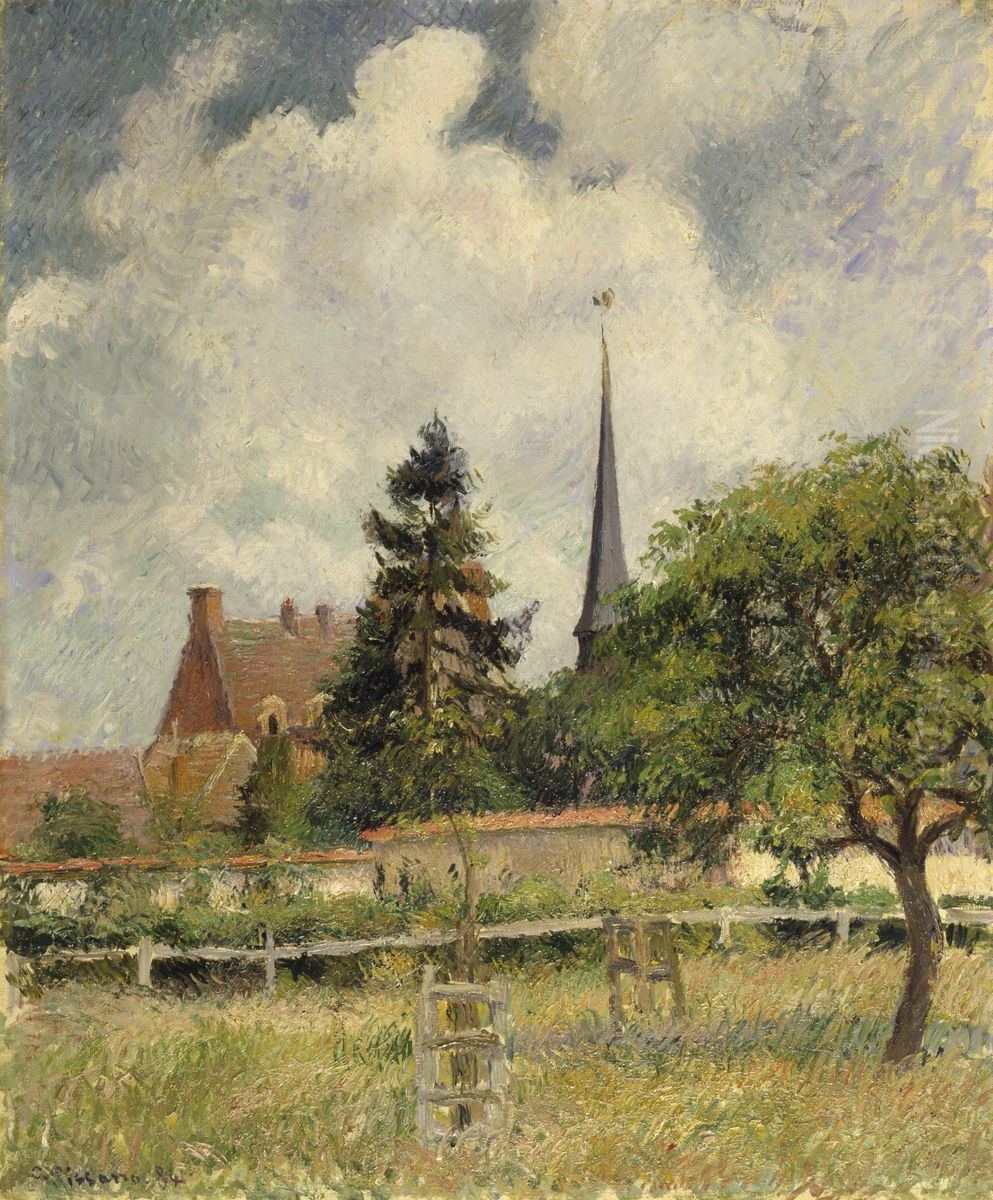 The Church at Eragny Oil Painting by Camille Pissarro