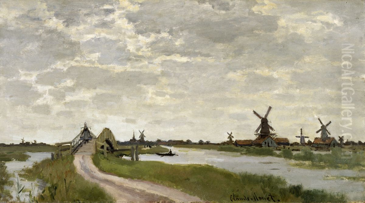 Windmills Near Zaandam Oil Painting by Claude Oscar Monet