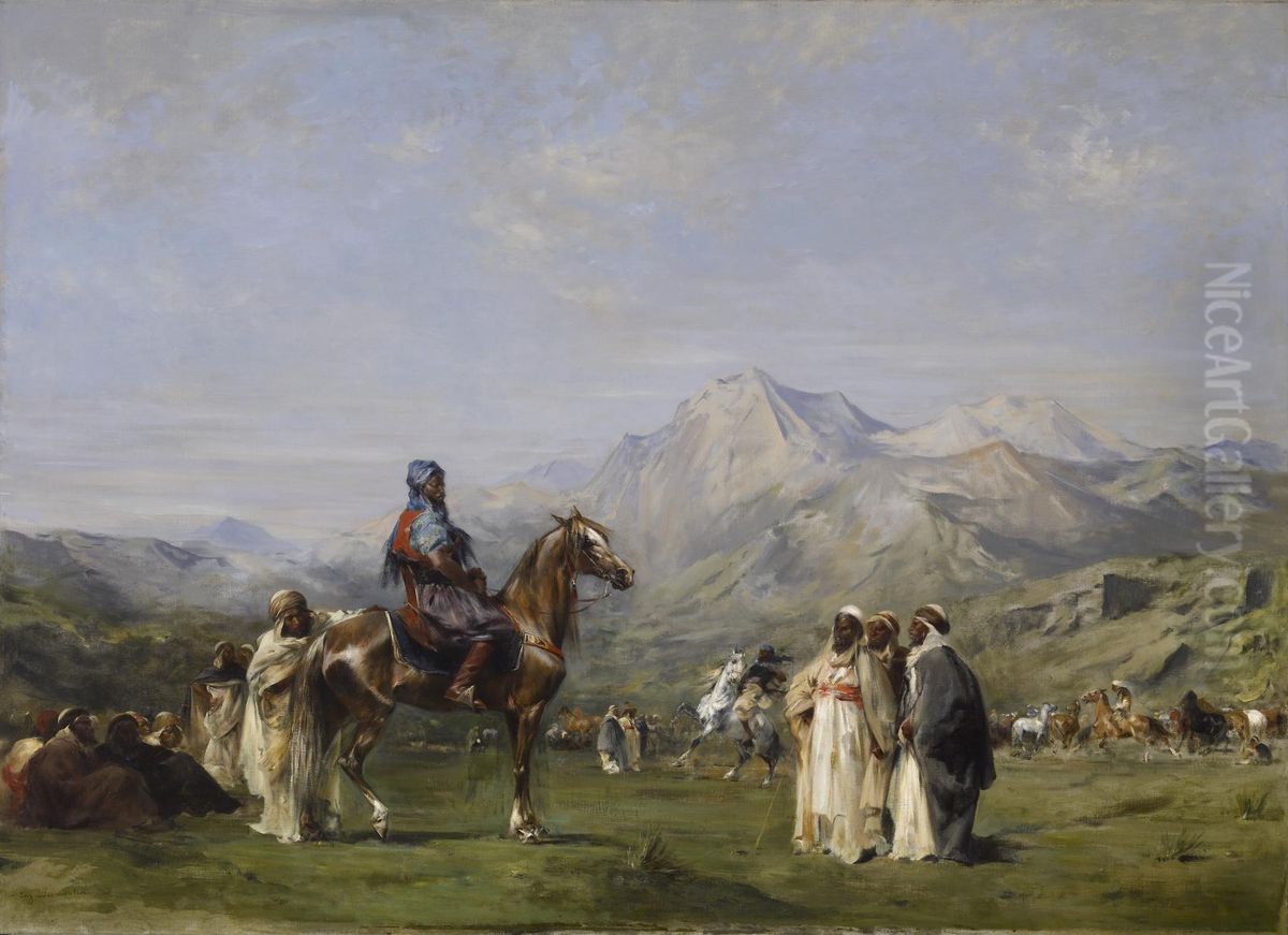 An Encampment in the Atlas Mountains Oil Painting by Eugene Fromentin