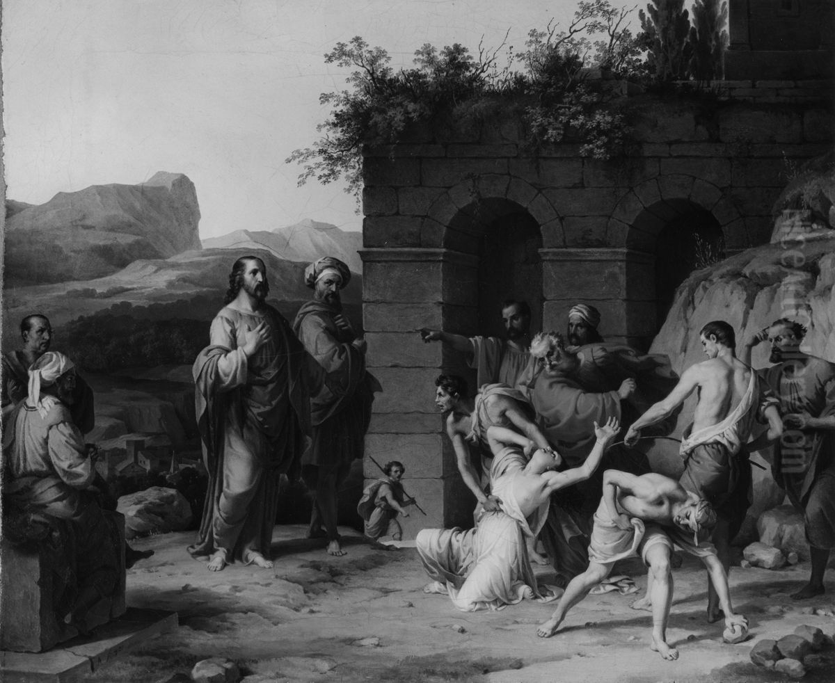 Christ and the Woman Taken in Adultery Oil Painting by Francesco Hayez