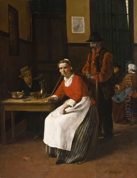 Interieur d'une taverne Oil Painting by Francois Bonvin