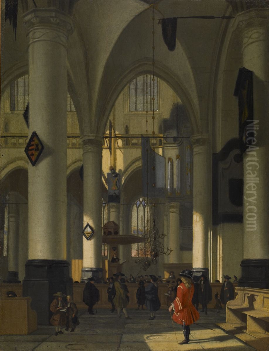 Imaginary Interior of a Protestant Church Oil Painting by Hendrik van Streek