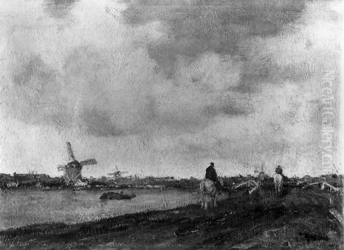 Landscape with Canal Oil Painting by Jacob Maris