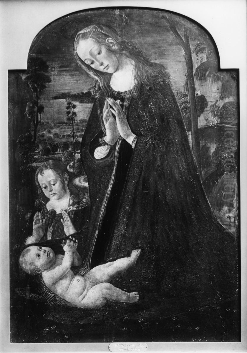 Madonna Adoring the Child Oil Painting by Jacopo da Sellaio