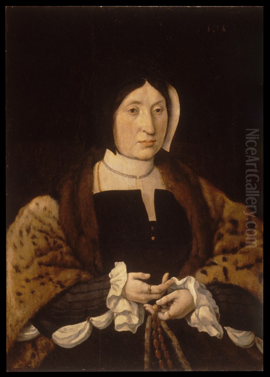 Portrait of a Woman in a Leopard Cloak Oil Painting by Jan Cornelisz Vermeyen