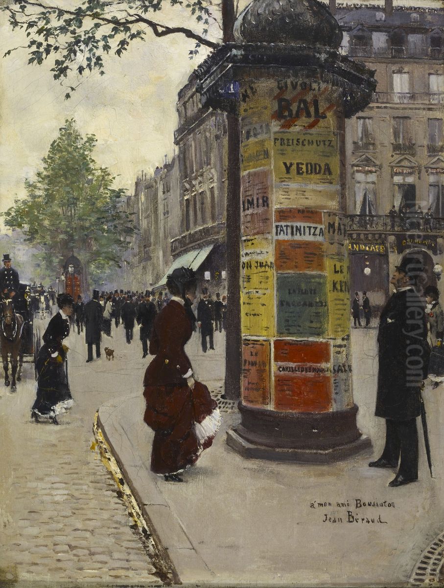 Paris Kiosk Oil Painting by Jean Beraud