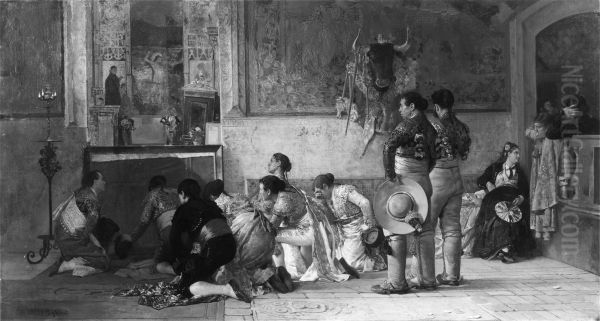 Toreros at Prayer before entering the Arena Oil Painting by Jehan Georges Vibert