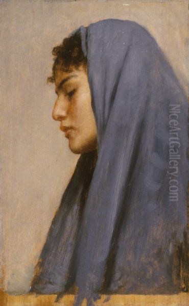 Profile Head of a Young Woman Oil Painting by Leopold Carl Muller