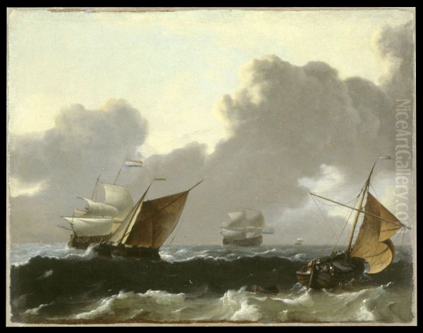 Storm At Sea Oil Painting by Ludolf Bakhuizen