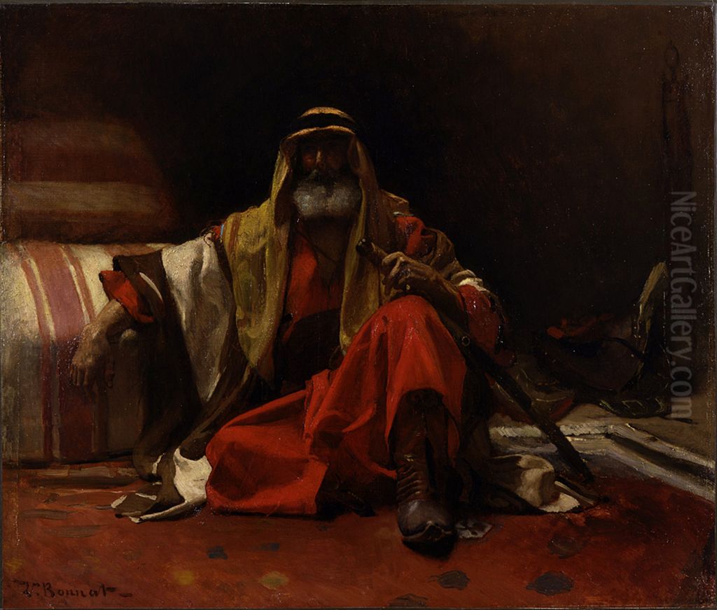 An Arab Sheik Oil Painting by Leon Bonnat