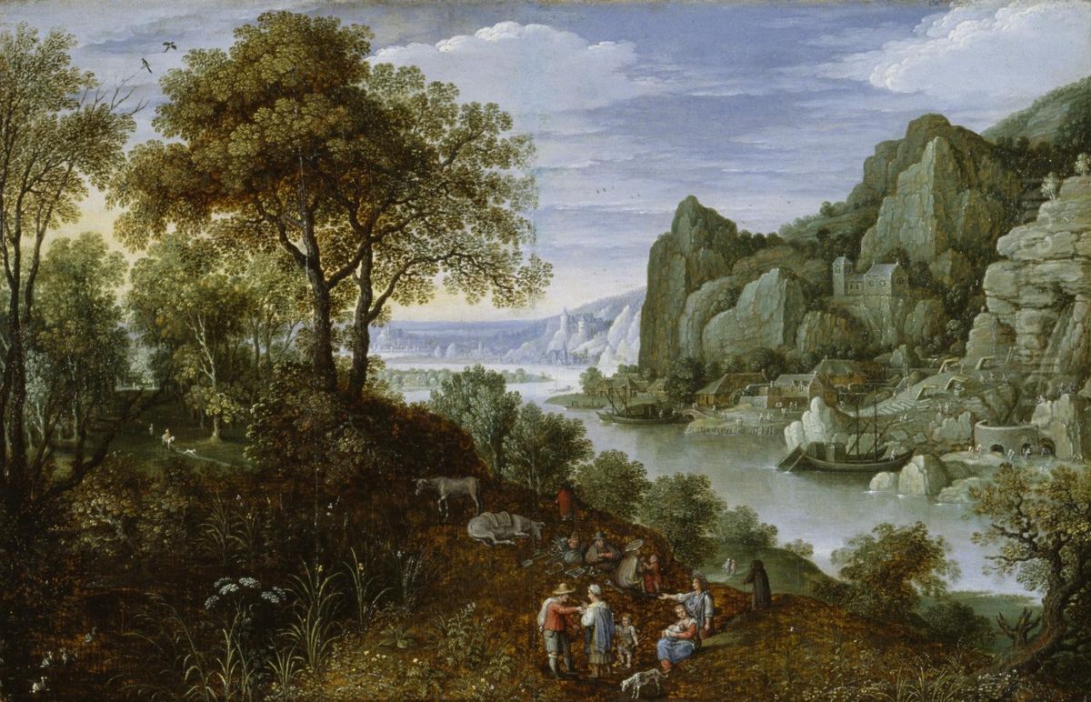 Mining Operations along a River Oil Painting by Marten Ryckaert