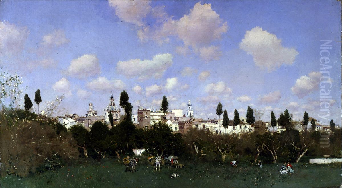 Gathering Oranges, Granada Oil Painting by Martin Rico