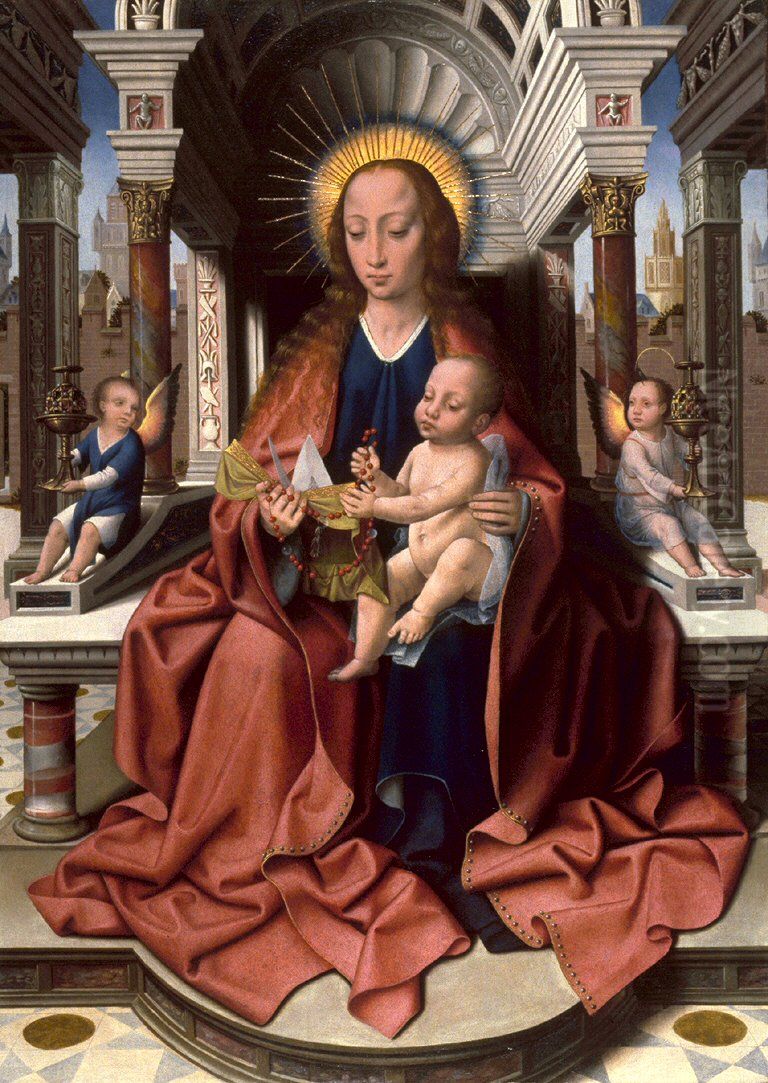 Virgin and Child Enthroned Oil Painting by Master Of Frankfurt