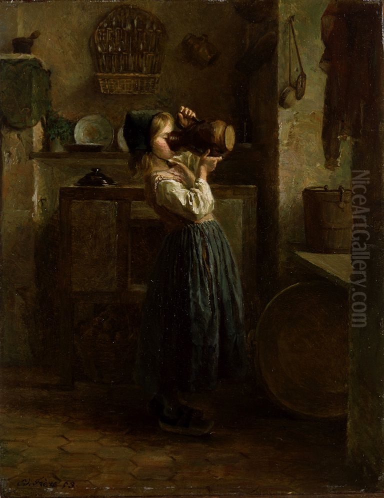 Helping Herself Oil Painting by Pierre Edouard Frere
