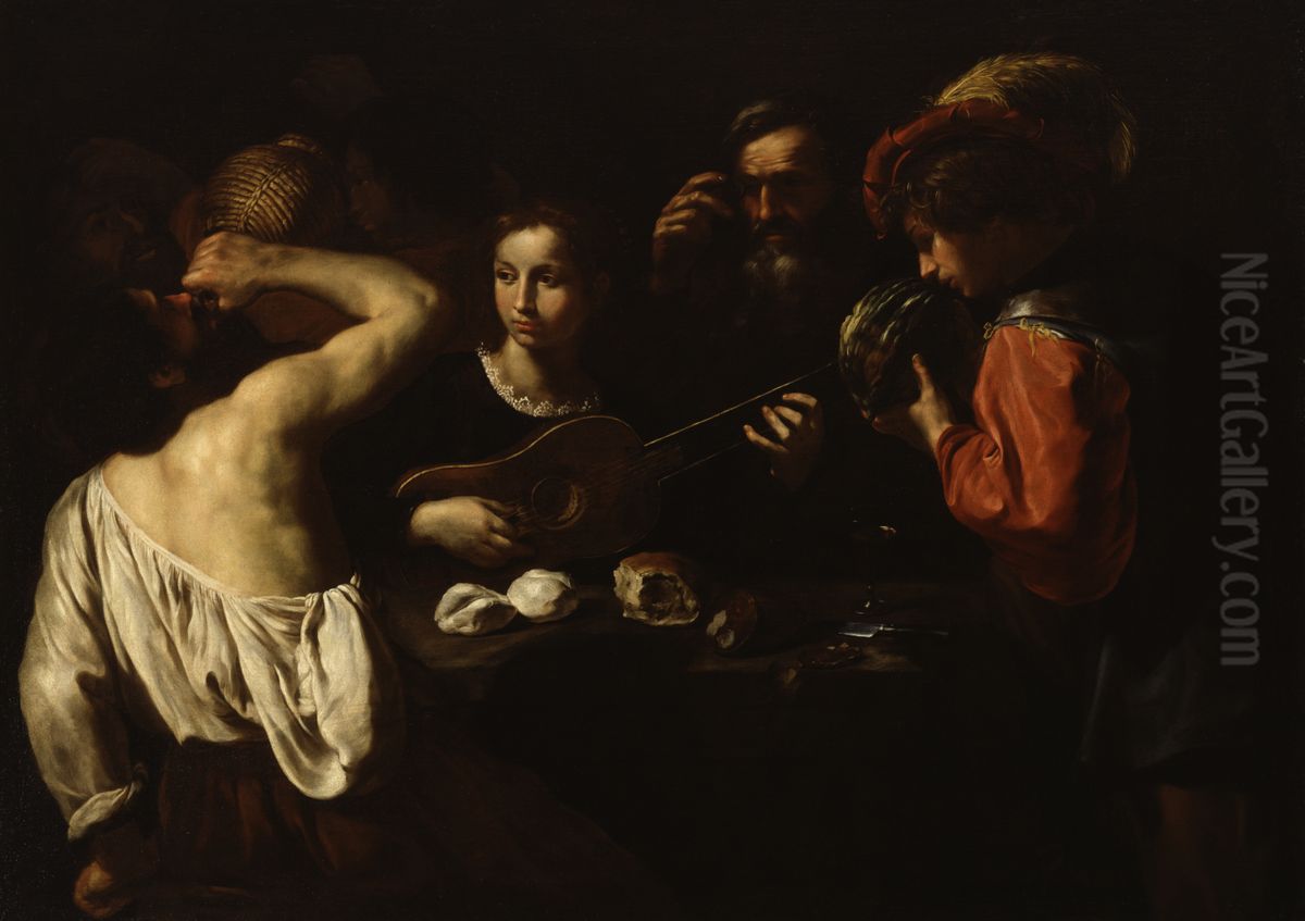Allegory of the Five Senses Oil Painting by Pietro Paolini