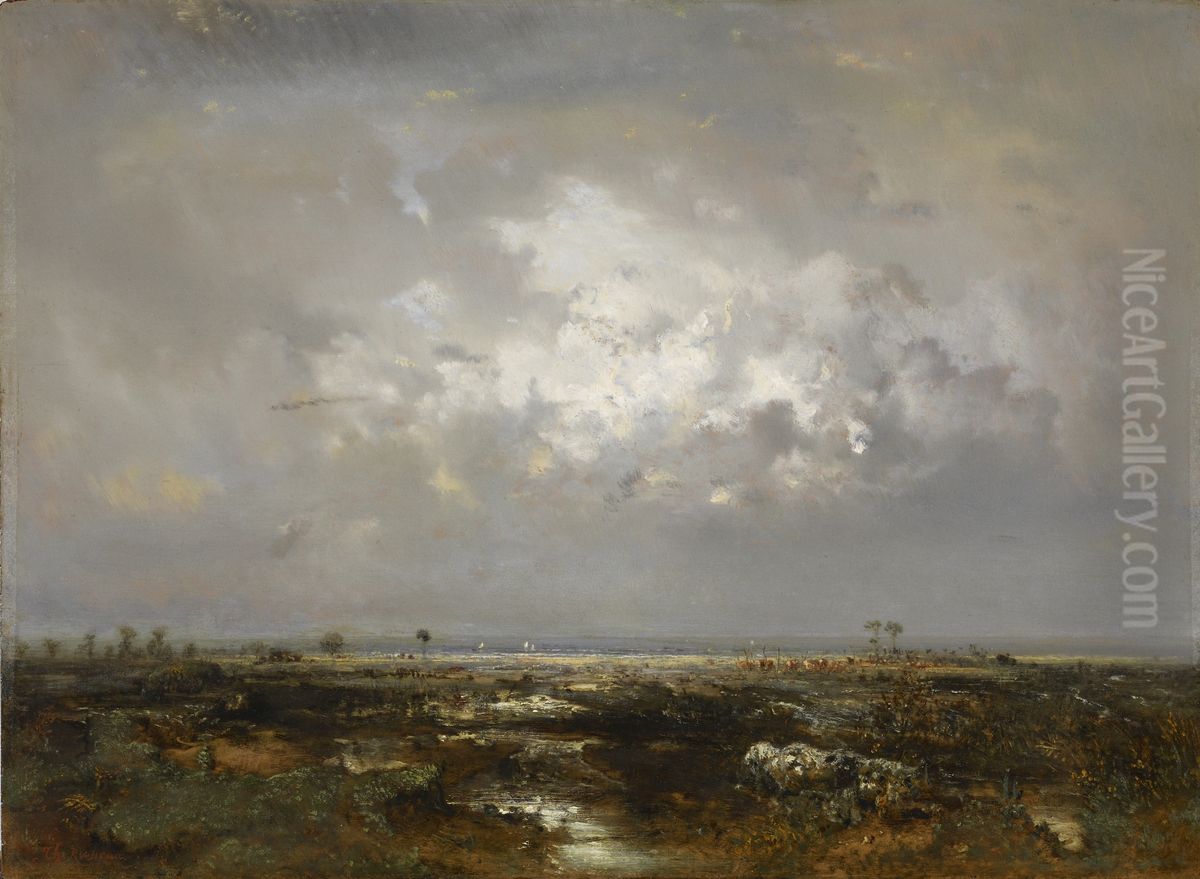 A Swamp in the Landes Oil Painting by Theodore Rousseau