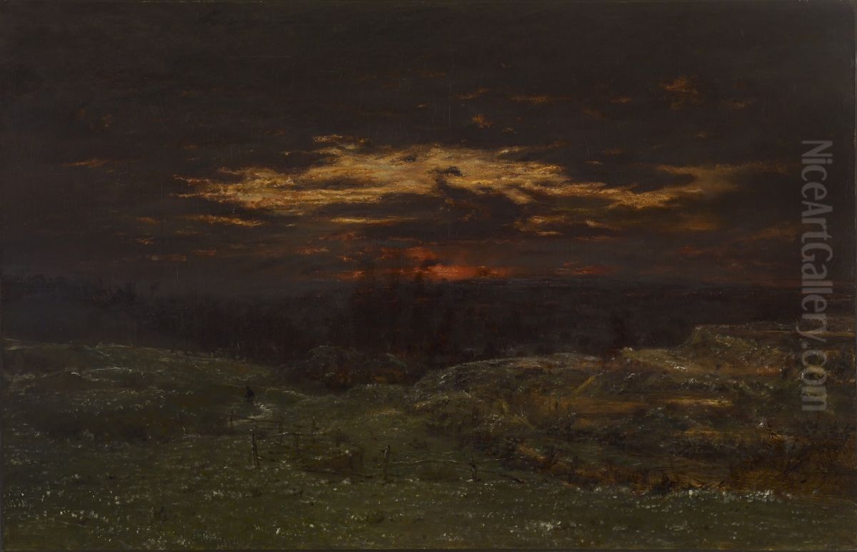 Hoarfrost Oil Painting by Theodore Rousseau