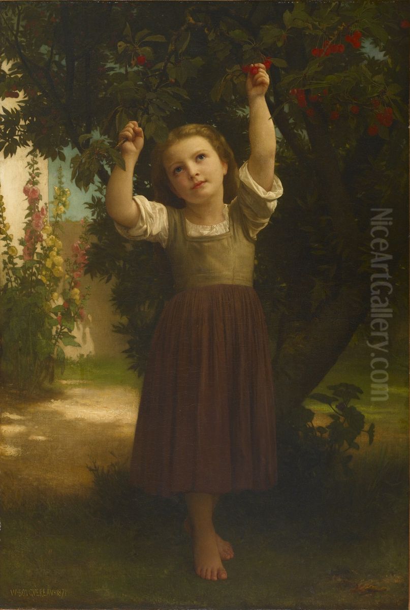The Cherry Picker Oil Painting by William-Adolphe Bouguereau