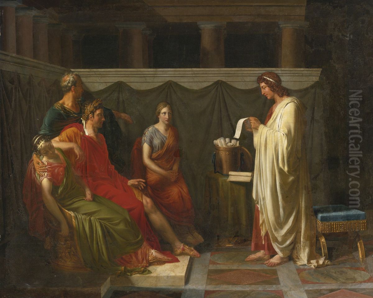 Virgile lisant son Eneide devant Auguste Oil Painting by Jean-Bruno Gassies