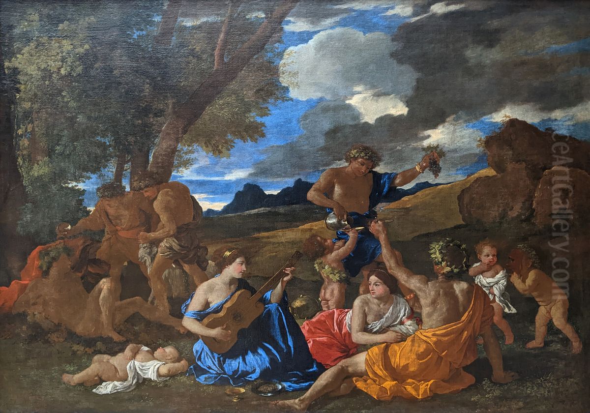 Bacchanal with a Lute Player Oil Painting by Nicolas Poussin