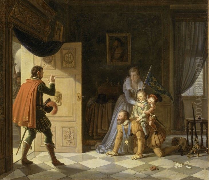 Henri IV and His Children Oil Painting by Pierre Revoil