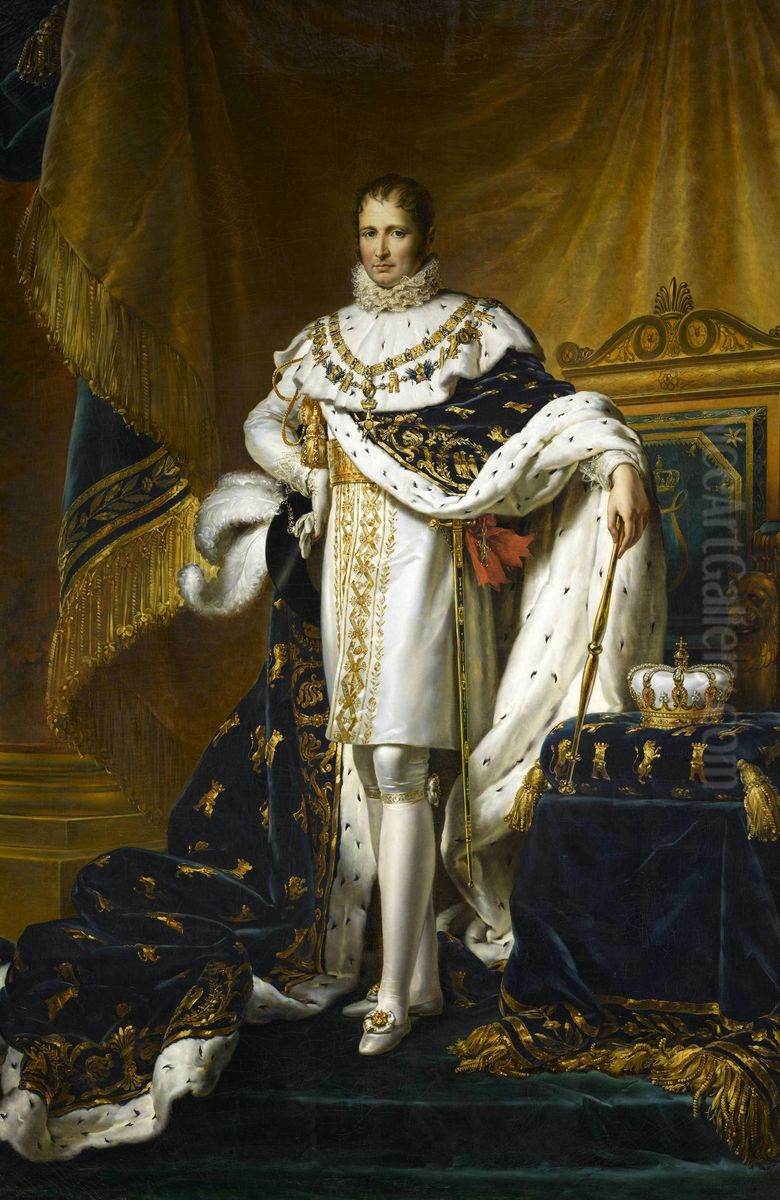 Joseph Bonaparte, king of Spain, in coronation robes Oil Painting by Francois Gerard