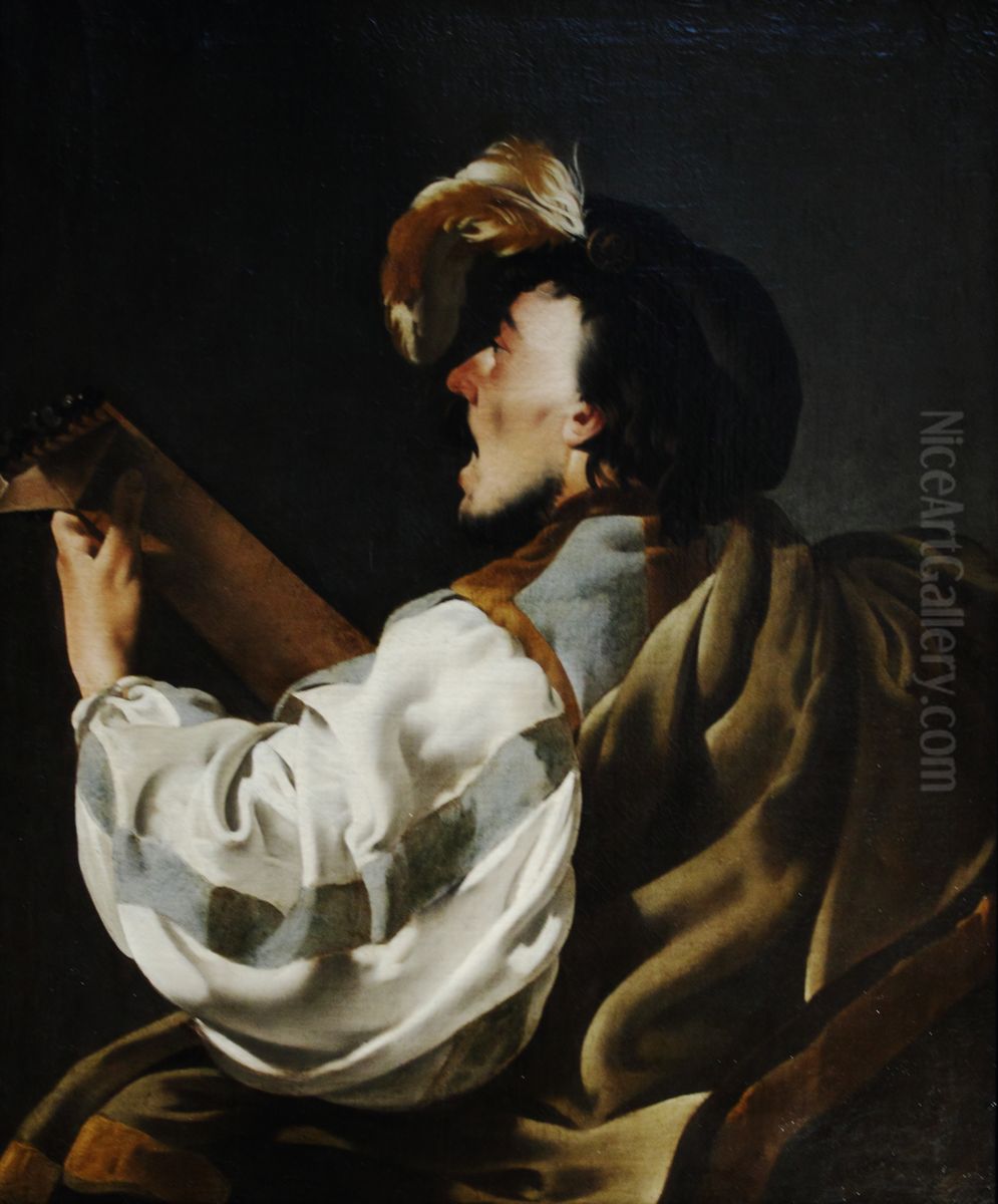 Un chanteur s'accompagnant au luth Oil Painting by Hendrick Ter Brugghen