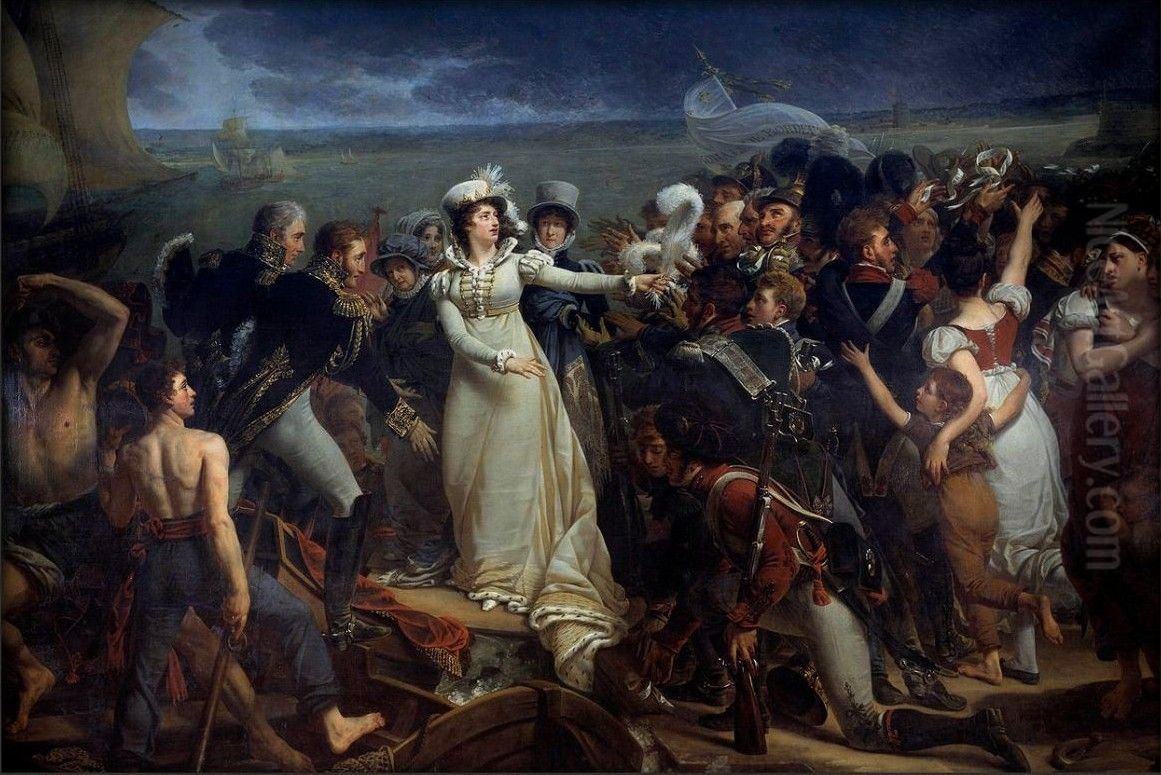 Die Herzogin von Angouleme schifft sich in Pauillac ein Oil Painting by Antoine-Jean Gros