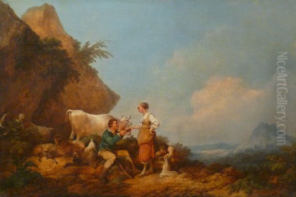 The Little Milkwoman Oil Painting by Philip James de Loutherbourg