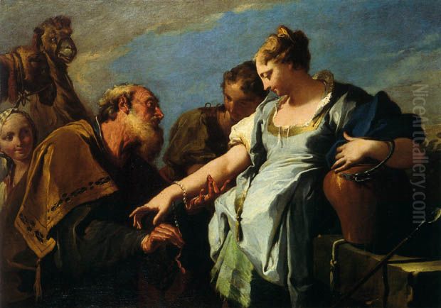Eliezer and Rebecca Oil Painting by Giambattista Pittoni