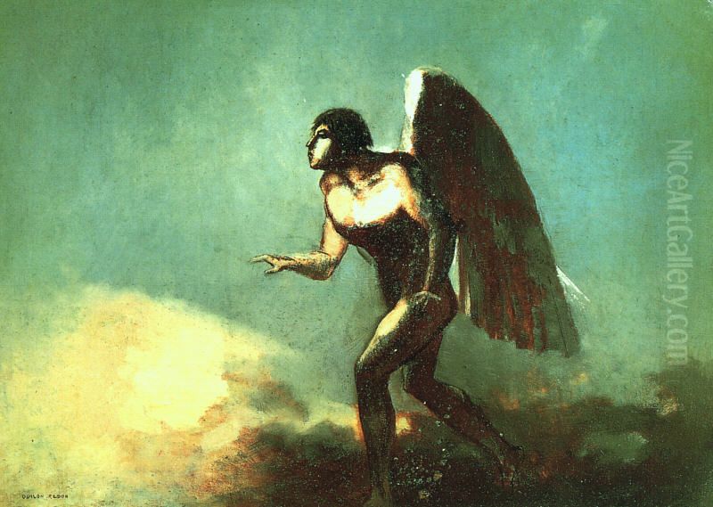 The Winged Man (The Fallen Angel) Oil Painting by Odilon Redon The Winged Man (The Fallen Angel) Oil Painting by Odilon Redon