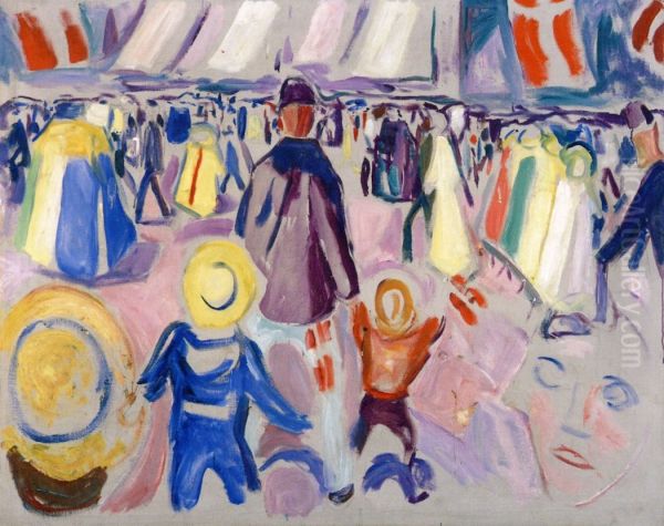 17de mai i en norsk smaby Oil Painting by Edvard Munch