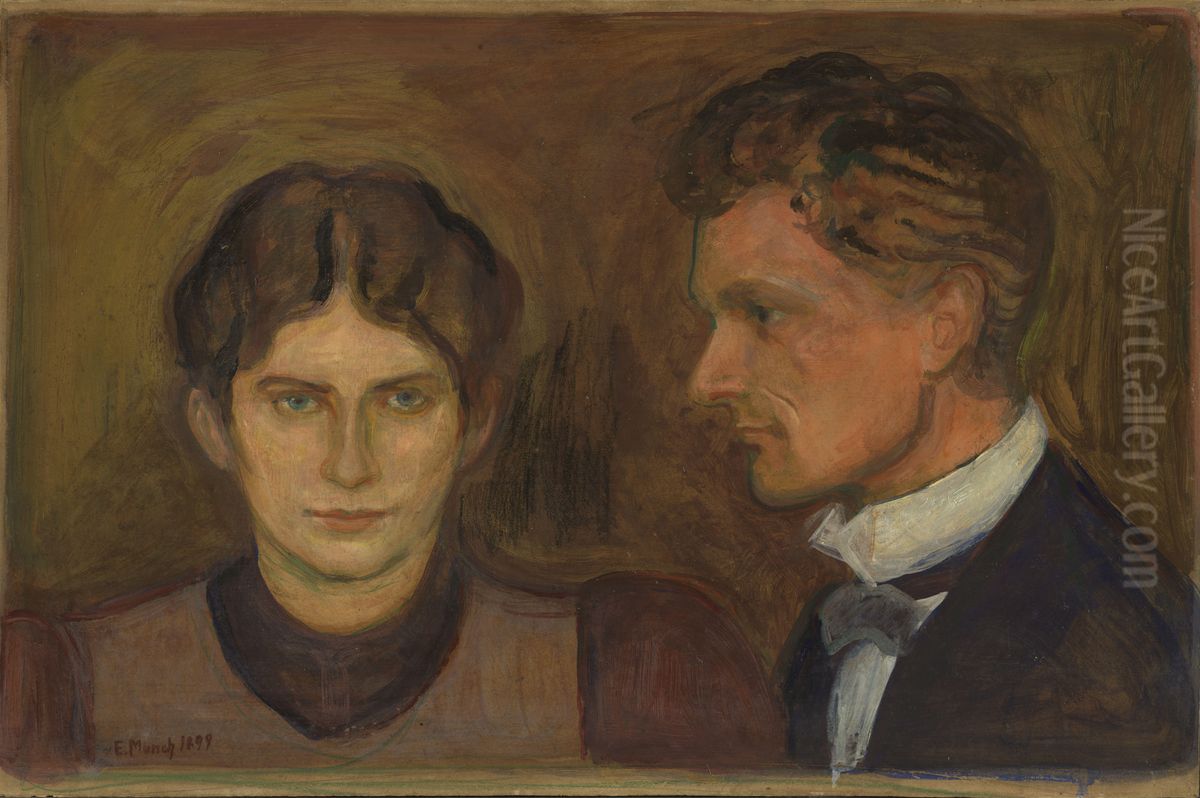 Aase and Harald Norregaard Oil Painting by Edvard Munch