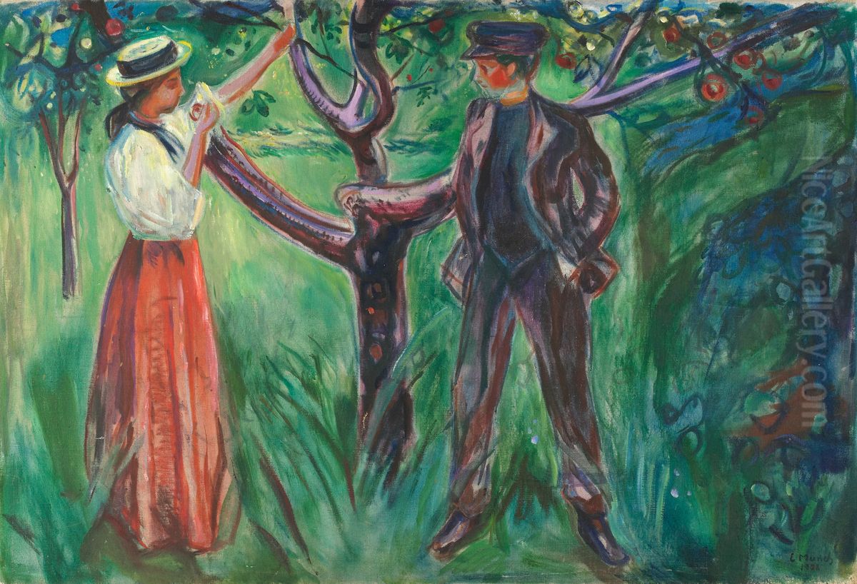 Adam and Eve Oil Painting by Edvard Munch
