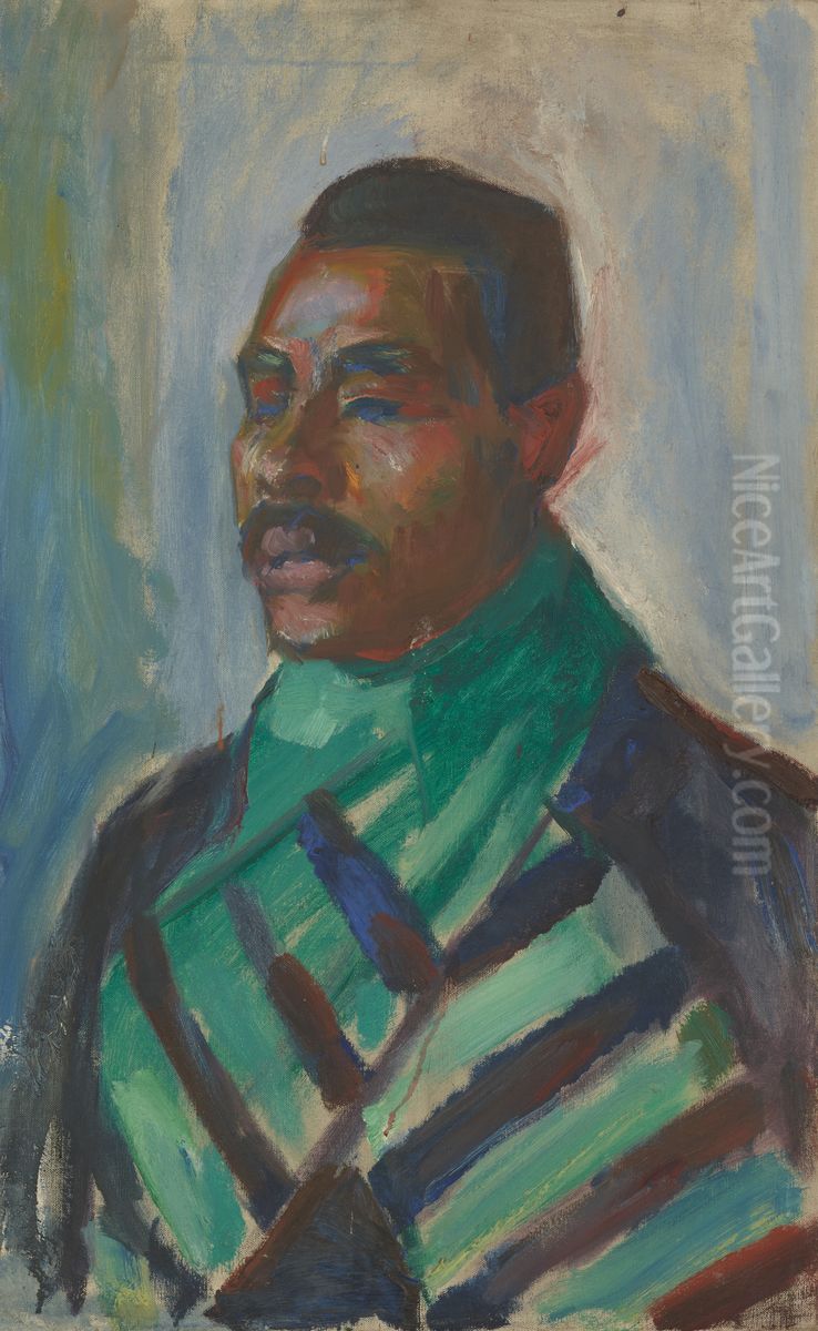 Abdul Karim with a Green Scarf Oil Painting by Edvard Munch