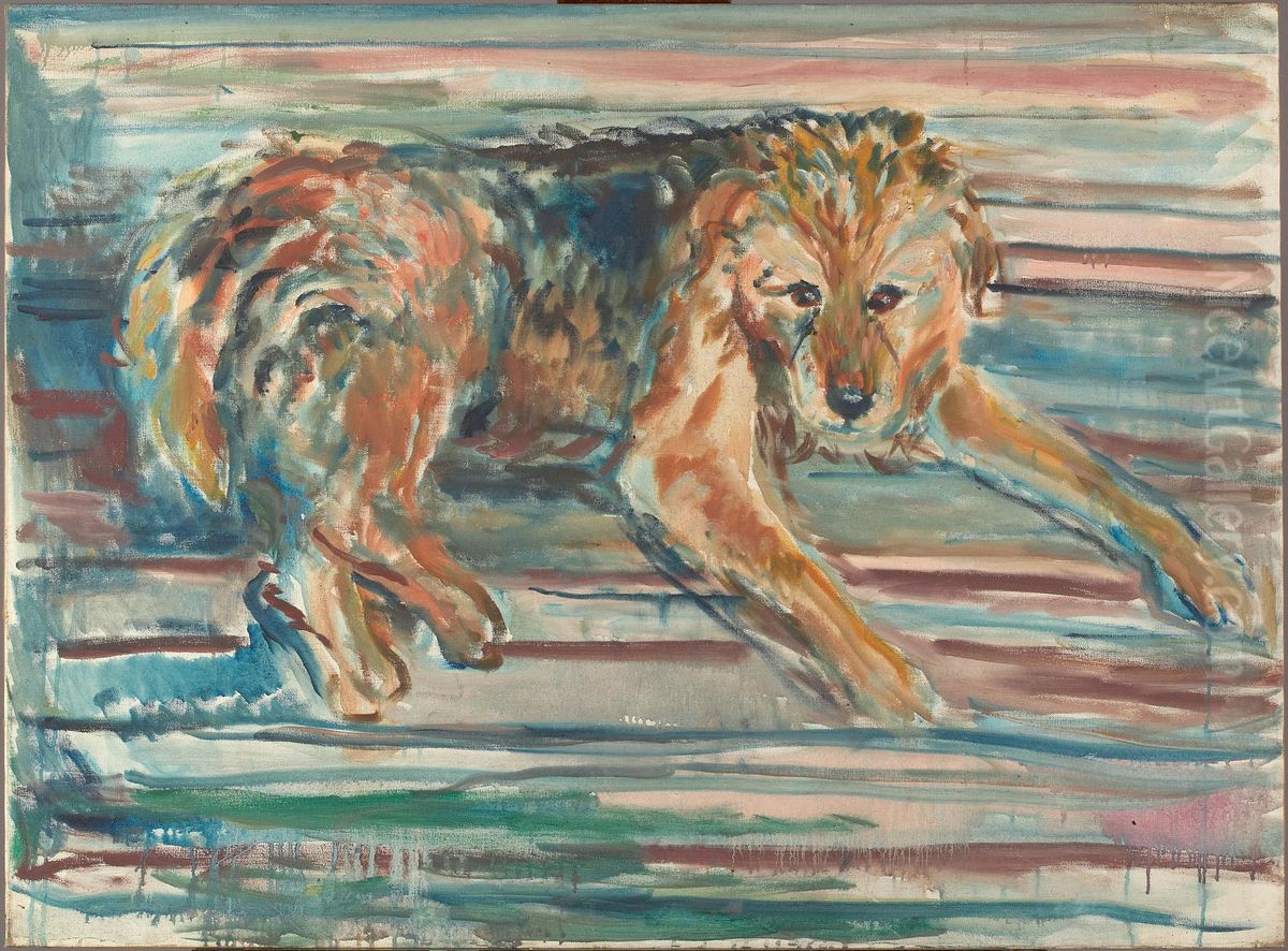 Airdale Terrier Oil Painting by Edvard Munch Airdale Terrier Oil Painting by Edvard Munch