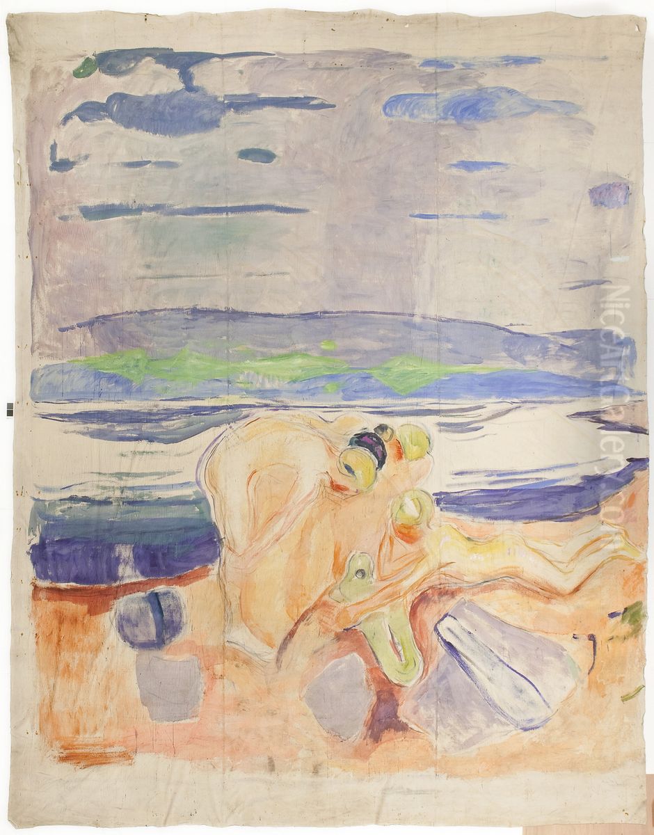 Exploring Children Oil Painting by Edvard Munch